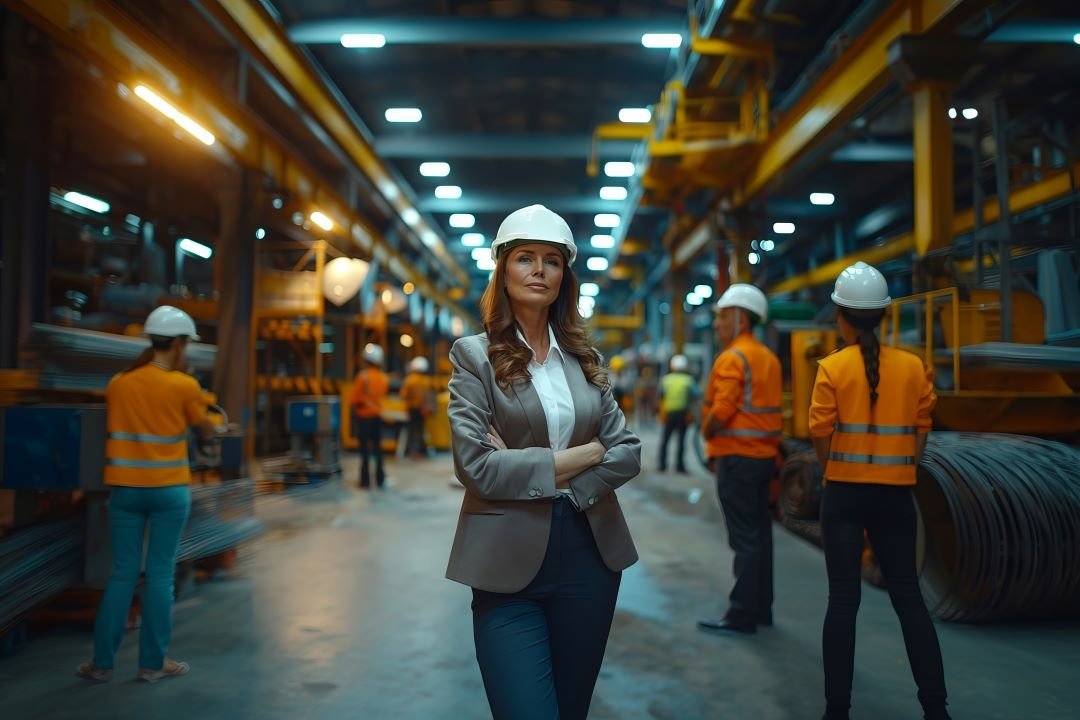 Safety professionals in an industrial facility