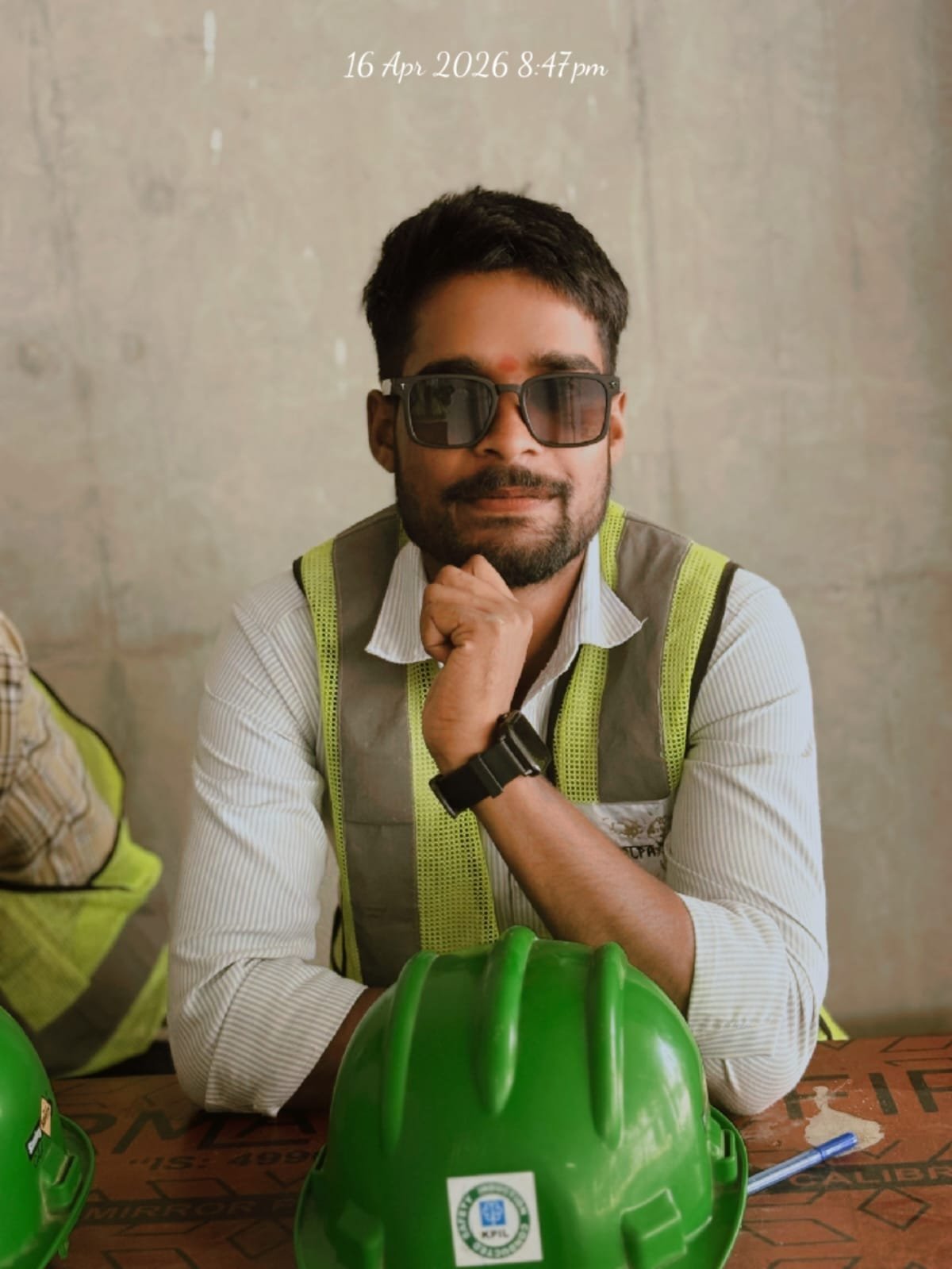 Devanand Yadav in safety gear at work